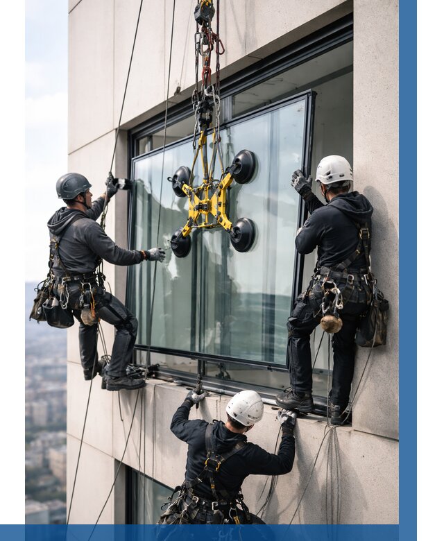 Монтаж стеклопакетов на высоте в Устях-Илимске от 3328 р. | ВЫСОТНИК-Сть