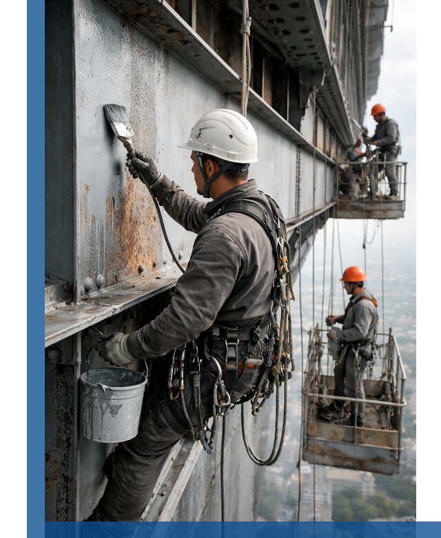 Покраска металлоконструкций на высоте в Устях-Илимске профессионально