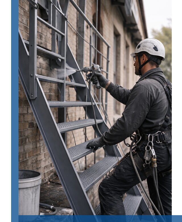 Покраска и антикоррозионная защита пожарных лестниц в Устях-Илимске