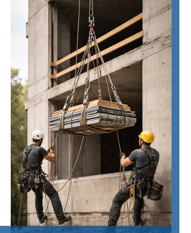 Подъем материала на этаж веревками в Устях-Илимске от 1560 р. | ВЫСОТНИК-Сть