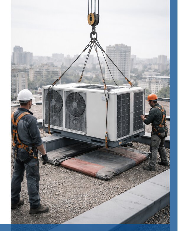 Подъем груза на крышу в Устях-Илимске от 5200 р. | ВЫСОТНИК-Сть заказать