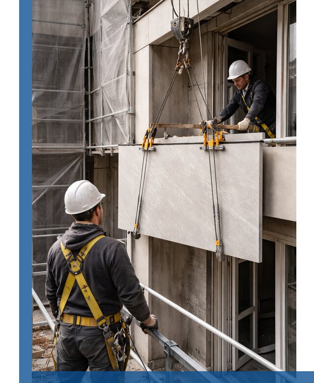 Подъем керамогранита на этаж в Устях-Илимске грузчиками и техникой