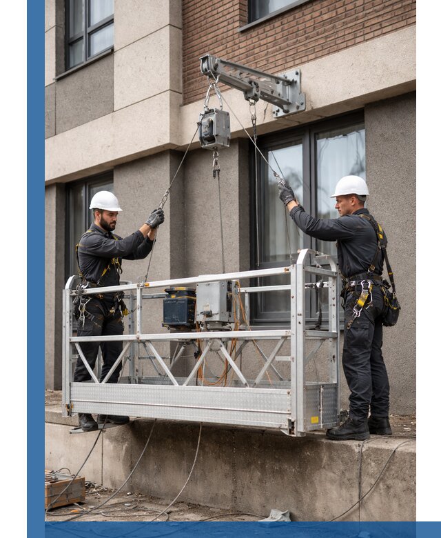 Монтаж и подъем фасадной люльки в Устях-Илимске с гарантией безопасности