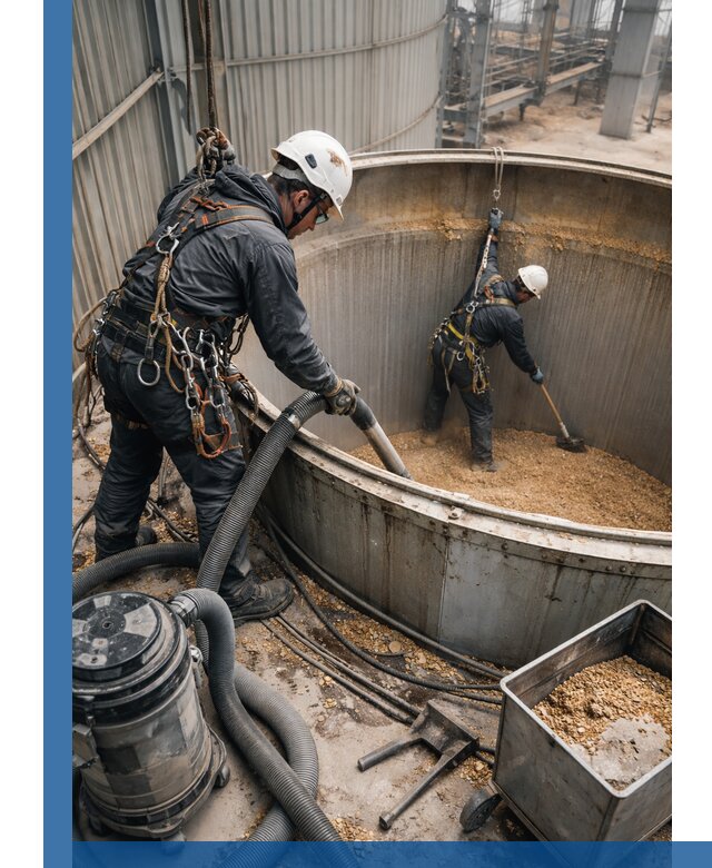 Профессиональная чистка зерновых бункеров в Устях-Илимске с выездом