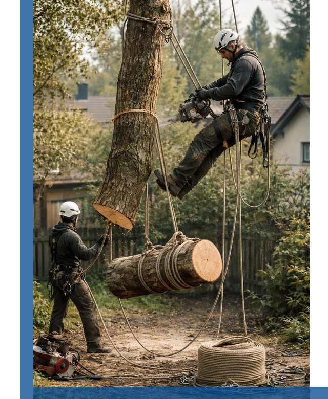 Валка деревьев частями в Устях-Илимске, безопасно и аккуратно
