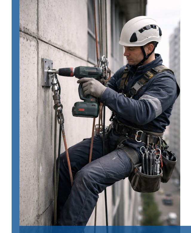 Установка анкерных точек для высотных работ в Устях-Илимске